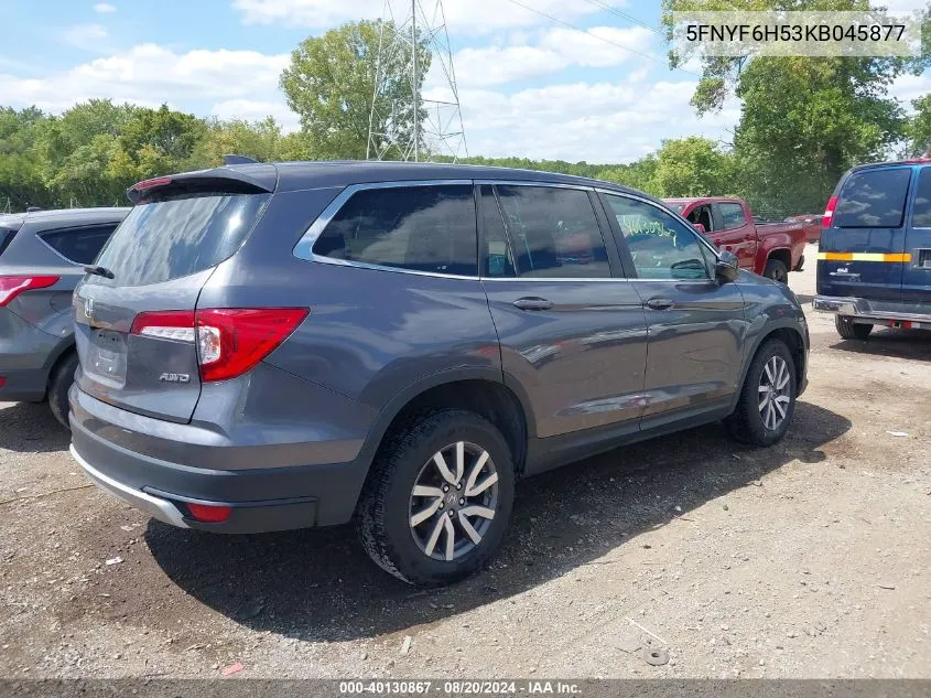 2019 Honda Pilot Ex-L VIN: 5FNYF6H53KB045877 Lot: 40130867