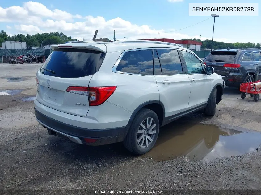 2019 Honda Pilot Ex-L VIN: 5FNYF6H52KB082788 Lot: 40140879