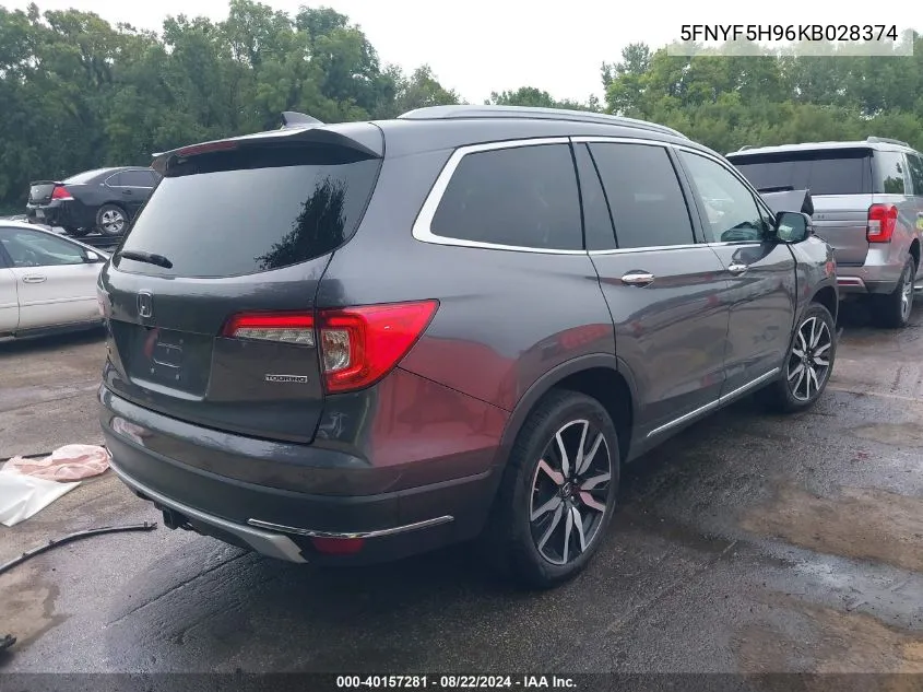 2019 Honda Pilot Touring VIN: 5FNYF5H96KB028374 Lot: 40157281