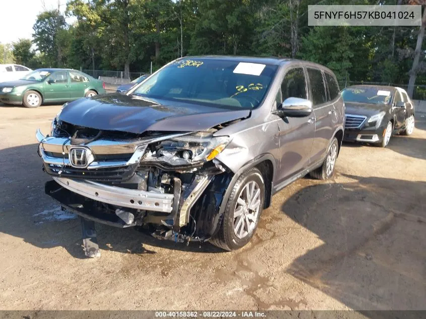 2019 Honda Pilot Ex-L VIN: 5FNYF6H57KB041024 Lot: 40158362