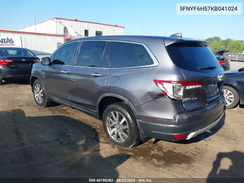 2019 Honda Pilot Ex-L VIN: 5FNYF6H57KB041024 Lot: 40158362