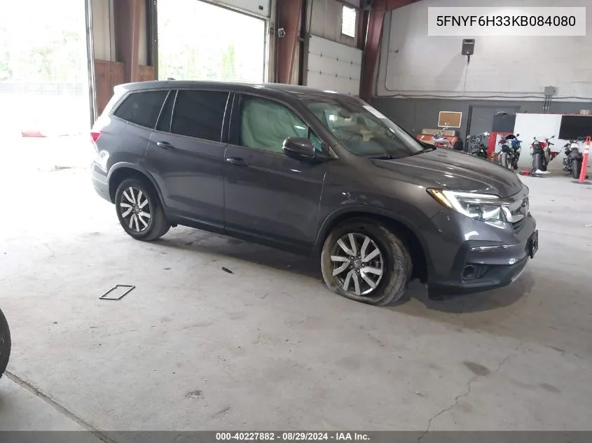 2019 Honda Pilot Ex VIN: 5FNYF6H33KB084080 Lot: 40227882