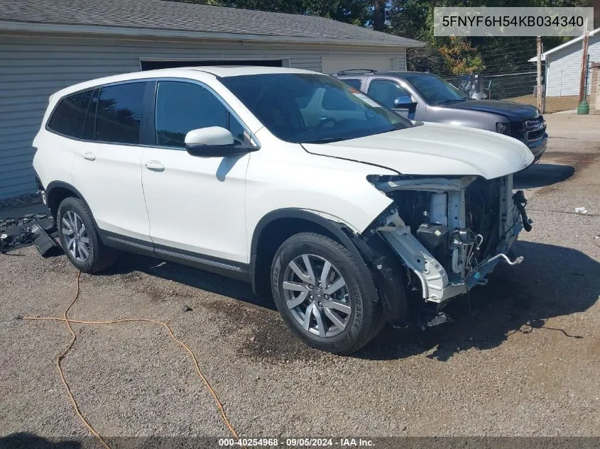 2019 Honda Pilot Ex-L VIN: 5FNYF6H54KB034340 Lot: 40254968