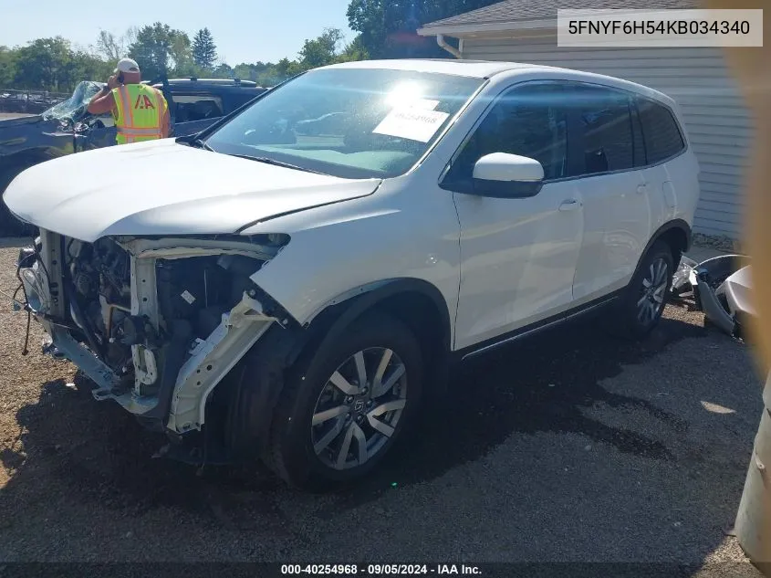 2019 Honda Pilot Ex-L VIN: 5FNYF6H54KB034340 Lot: 40254968