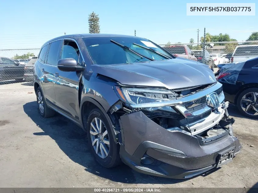 2019 Honda Pilot Exl VIN: 5FNYF5H57KB037775 Lot: 40266721