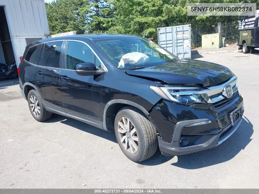 2019 Honda Pilot Ex-L VIN: 5FNYF6H58KB082374 Lot: 40273731