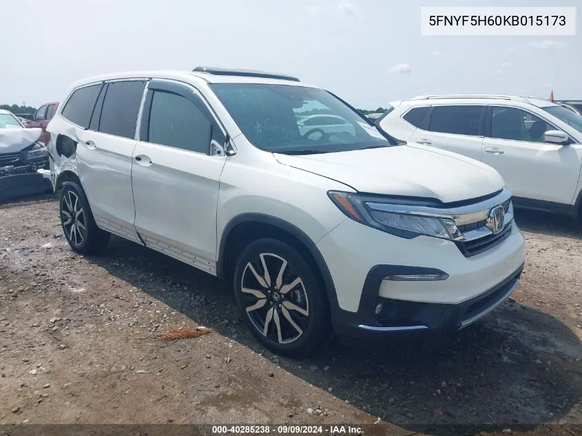 2019 Honda Pilot Touring VIN: 5FNYF5H60KB015173 Lot: 40285238