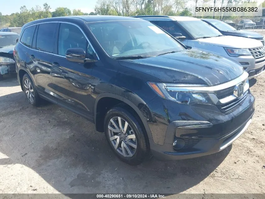 2019 Honda Pilot Ex-L VIN: 5FNYF6H55KB086382 Lot: 40290651