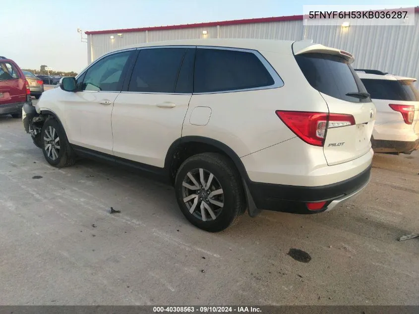 2019 Honda Pilot Exl VIN: 5FNYF6H53KB036287 Lot: 40308563