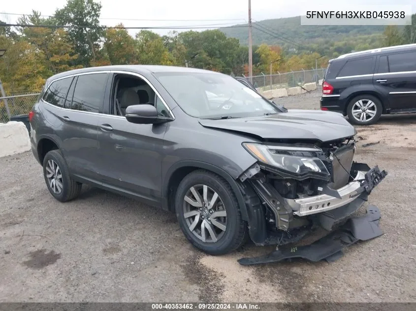 2019 Honda Pilot Ex VIN: 5FNYF6H3XKB045938 Lot: 40353462