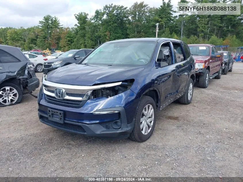 2019 Honda Pilot Lx VIN: 5FNYF6H18KB088138 Lot: 40387198