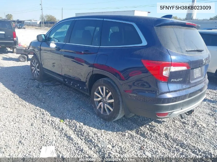 2019 Honda Pilot Ex VIN: 5FNYF5H38KB023009 Lot: 40664172