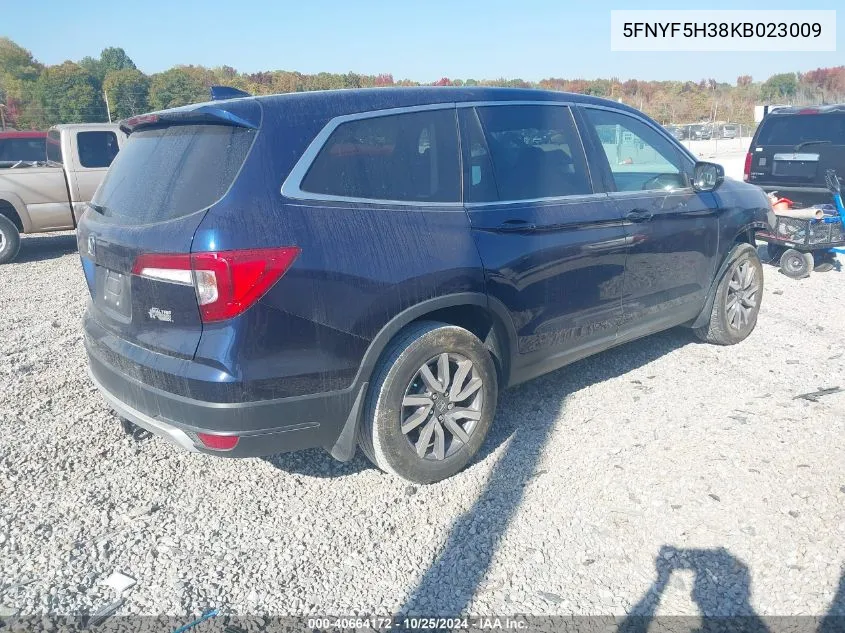 2019 Honda Pilot Ex VIN: 5FNYF5H38KB023009 Lot: 40664172