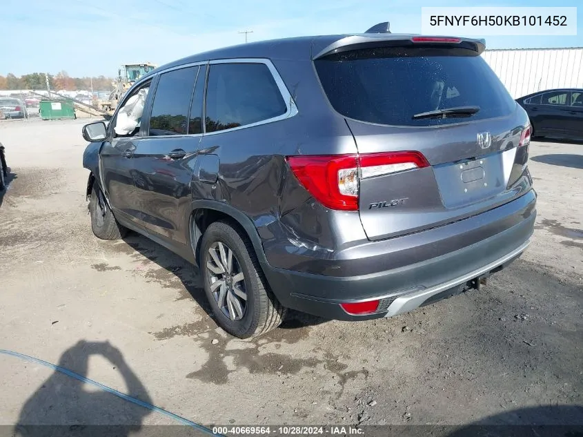 2019 Honda Pilot Ex-L VIN: 5FNYF6H50KB101452 Lot: 40669564