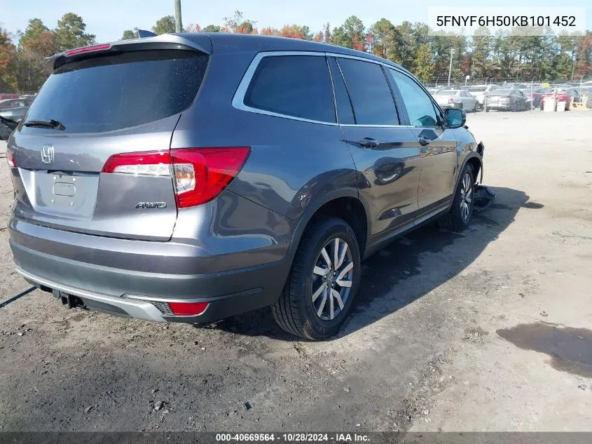 2019 Honda Pilot Ex-L VIN: 5FNYF6H50KB101452 Lot: 40669564