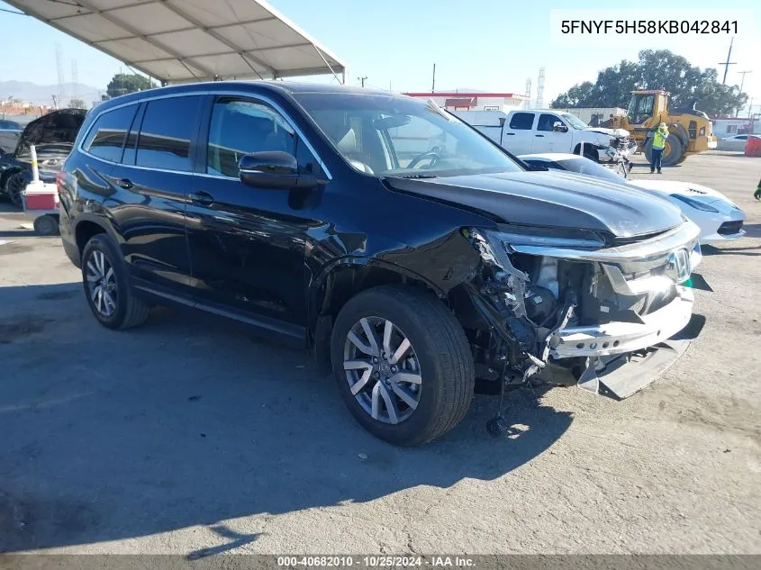 2019 Honda Pilot Ex-L VIN: 5FNYF5H58KB042841 Lot: 40682010