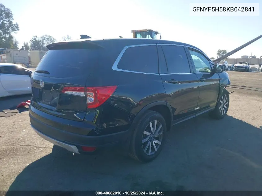 2019 Honda Pilot Ex-L VIN: 5FNYF5H58KB042841 Lot: 40682010