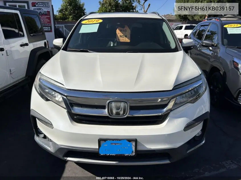 2019 Honda Pilot Touring VIN: 5FNYF5H61KB039157 Lot: 40718065