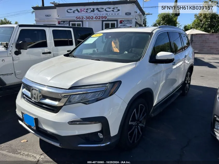 2019 Honda Pilot Touring VIN: 5FNYF5H61KB039157 Lot: 40718065