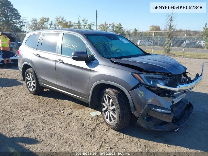 2019 Honda Pilot Ex-L VIN: 5FNYF6H54KB062848 Lot: 40721109