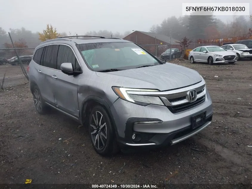 2019 Honda Pilot Touring VIN: 5FNYF6H67KB018030 Lot: 40724349