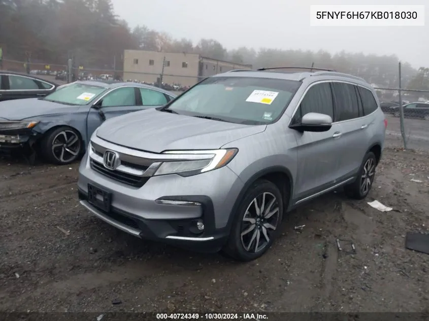 2019 Honda Pilot Touring VIN: 5FNYF6H67KB018030 Lot: 40724349