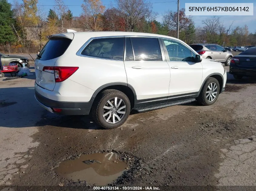 2019 Honda Pilot Ex-L VIN: 5FNYF6H57KB064142 Lot: 40753134