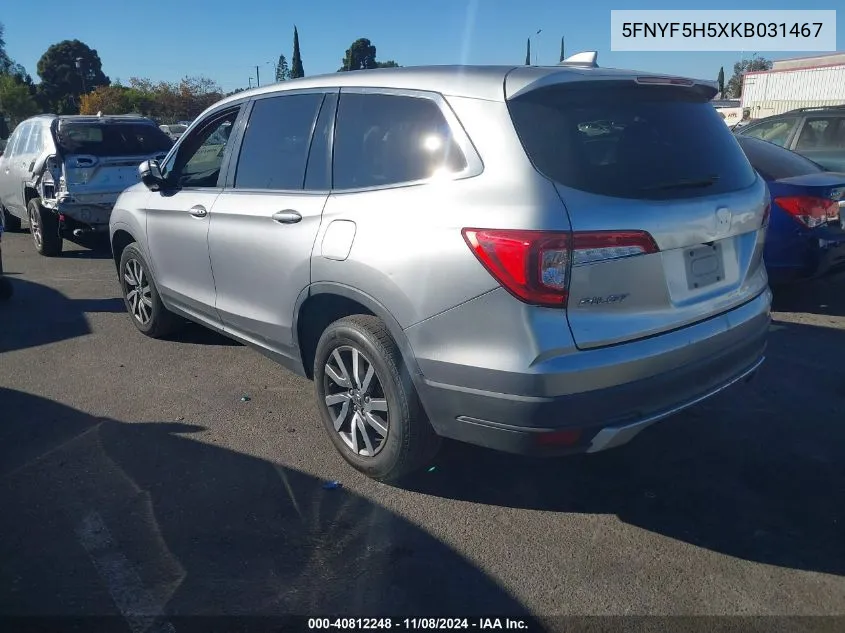 2019 Honda Pilot Ex-L VIN: 5FNYF5H5XKB031467 Lot: 40812248