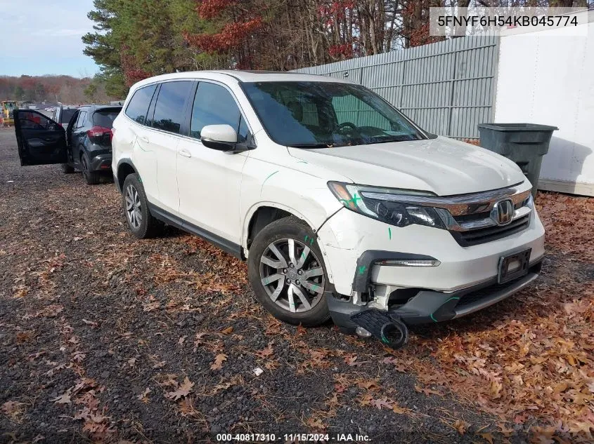 2019 Honda Pilot Ex-L VIN: 5FNYF6H54KB045774 Lot: 40817310