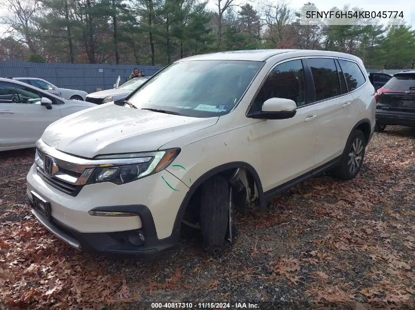 2019 Honda Pilot Ex-L VIN: 5FNYF6H54KB045774 Lot: 40817310