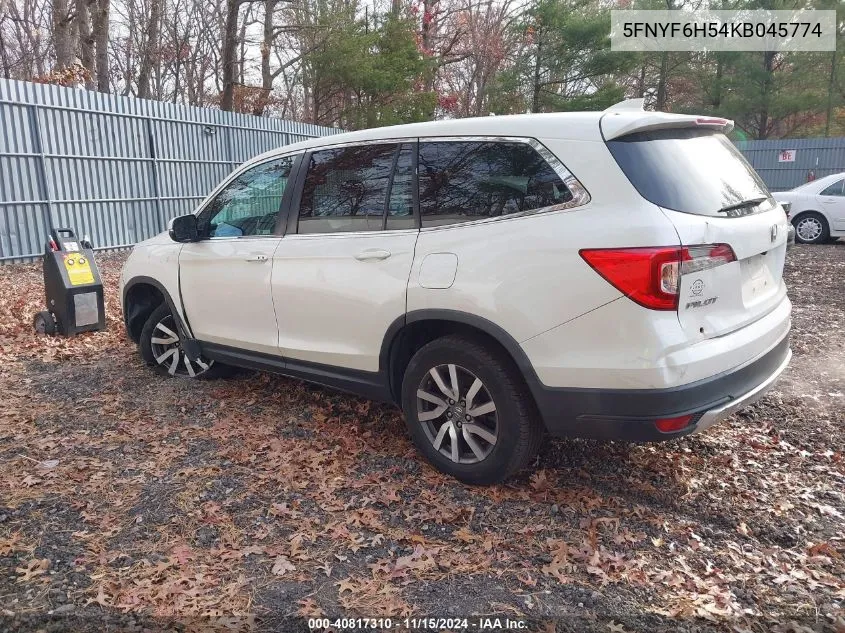 2019 Honda Pilot Ex-L VIN: 5FNYF6H54KB045774 Lot: 40817310