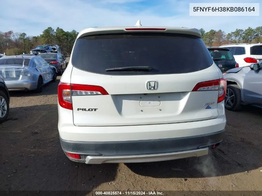 2019 Honda Pilot Ex VIN: 5FNYF6H38KB086164 Lot: 40825574