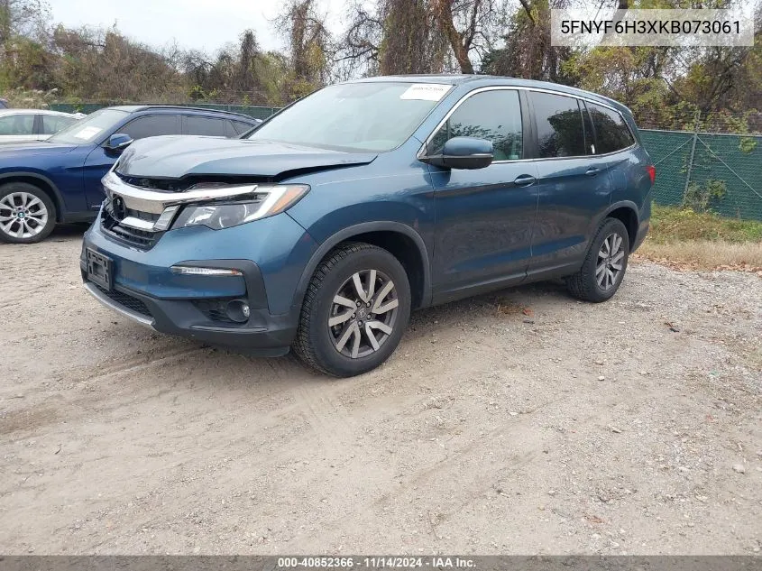 2019 Honda Pilot Ex VIN: 5FNYF6H3XKB073061 Lot: 40852366