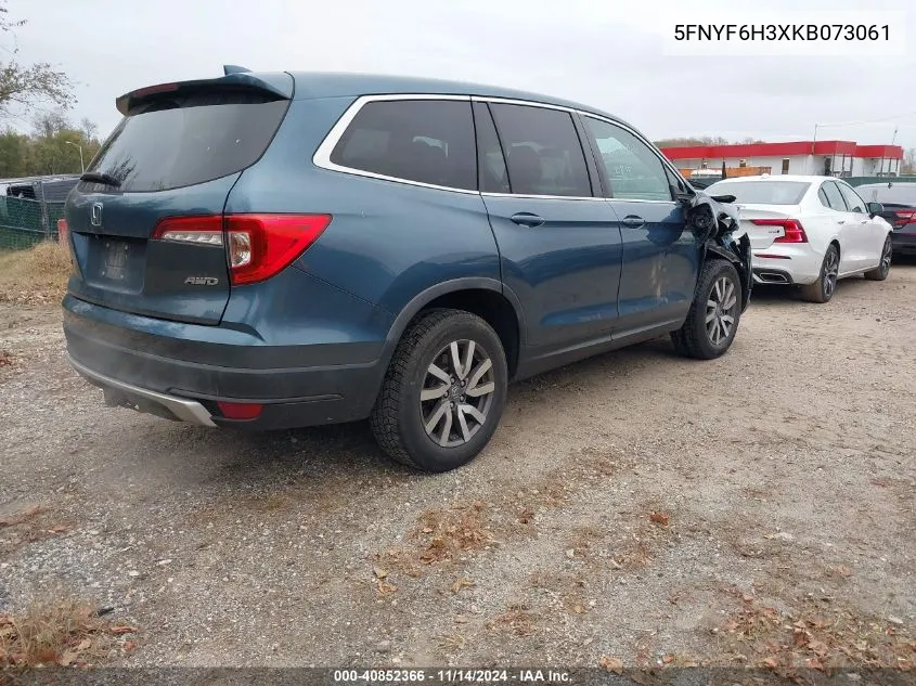 2019 Honda Pilot Ex VIN: 5FNYF6H3XKB073061 Lot: 40852366