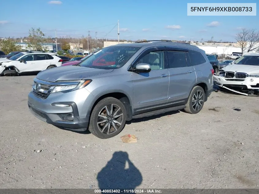 2019 Honda Pilot Touring VIN: 5FNYF6H9XKB008733 Lot: 40853402