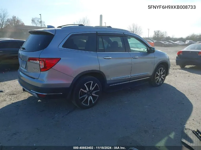 2019 Honda Pilot Touring VIN: 5FNYF6H9XKB008733 Lot: 40853402