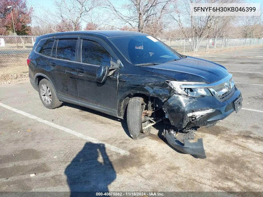 2019 Honda Pilot Ex VIN: 5FNYF6H30KB046399 Lot: 40875882