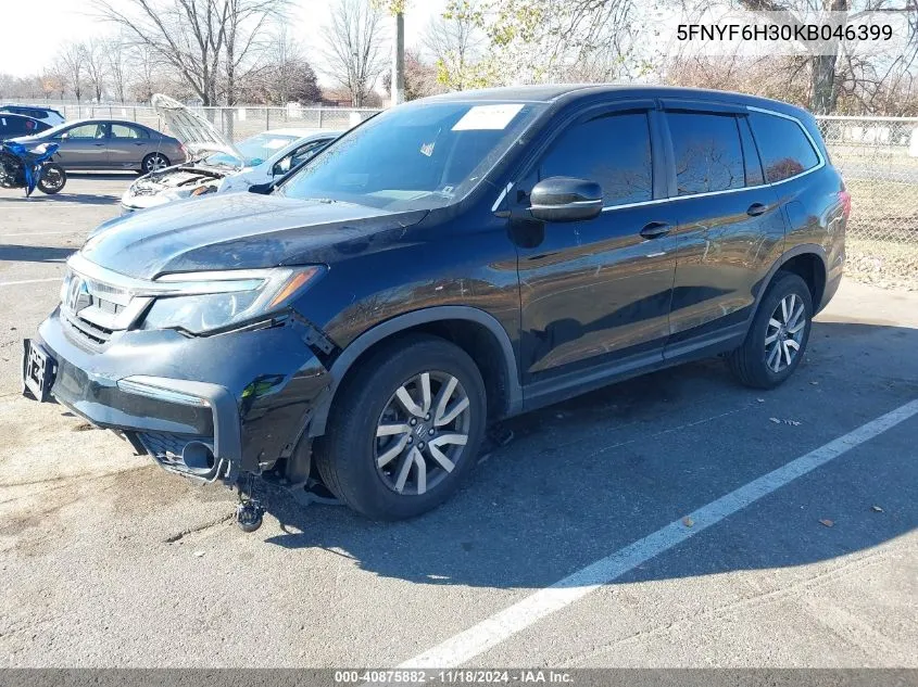 2019 Honda Pilot Ex VIN: 5FNYF6H30KB046399 Lot: 40875882