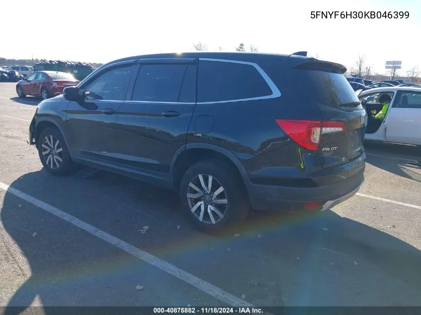 2019 Honda Pilot Ex VIN: 5FNYF6H30KB046399 Lot: 40875882