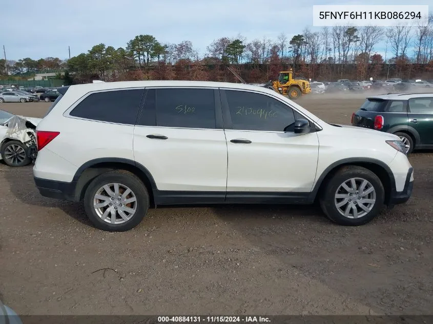 2019 Honda Pilot Lx VIN: 5FNYF6H11KB086294 Lot: 40884131