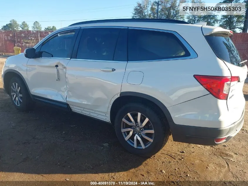 2019 Honda Pilot Ex-L VIN: 5FNYF5H50KB035303 Lot: 40891370