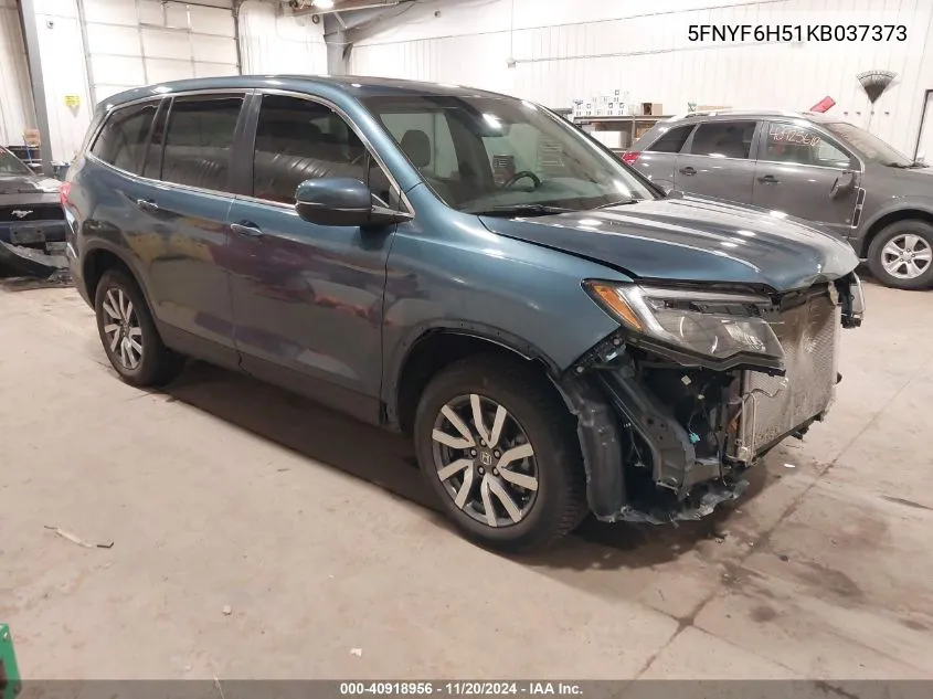 2019 Honda Pilot Ex-L VIN: 5FNYF6H51KB037373 Lot: 40918956