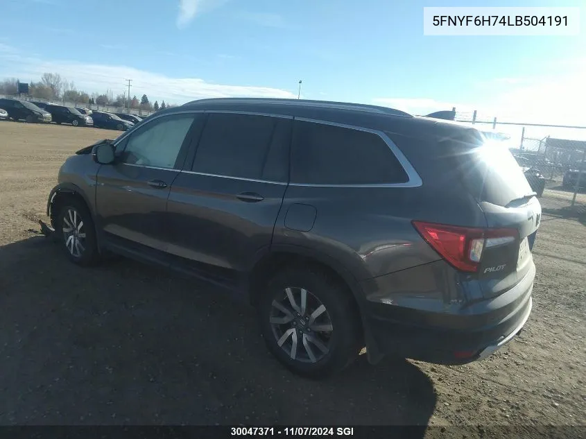 2020 Honda Pilot Black VIN: 5FNYF6H74LB504191 Lot: 30047371