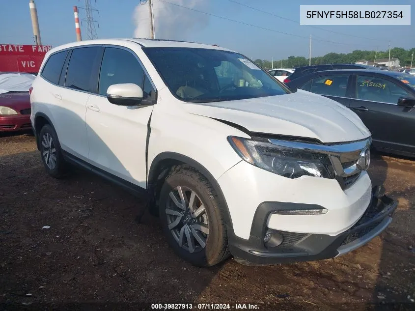 2020 Honda Pilot 2Wd Ex-L VIN: 5FNYF5H58LB027354 Lot: 39827913