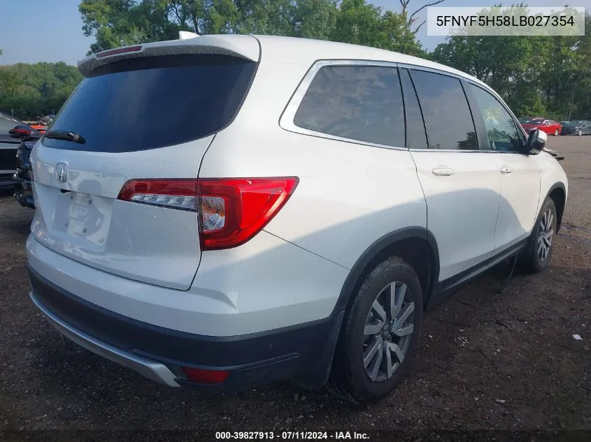 2020 Honda Pilot 2Wd Ex-L VIN: 5FNYF5H58LB027354 Lot: 39827913