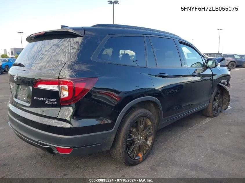 2020 Honda Pilot Awd Black Edition VIN: 5FNYF6H72LB055075 Lot: 39895224