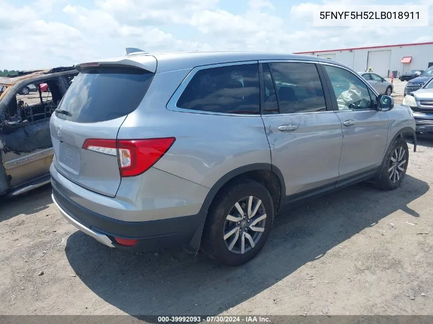 2020 Honda Pilot 2Wd Ex-L VIN: 5FNYF5H52LB018911 Lot: 39992093