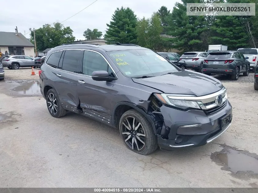 5FNYF6H0XLB025261 2020 Honda Pilot Awd Elite