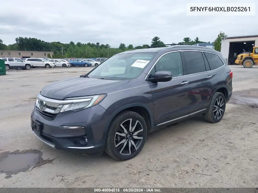 2020 Honda Pilot Awd Elite VIN: 5FNYF6H0XLB025261 Lot: 40094515