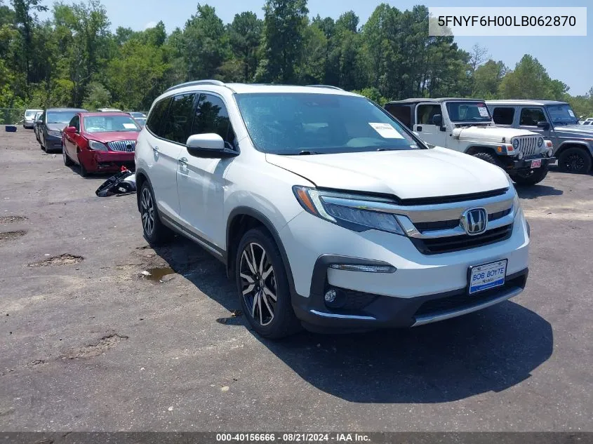 2020 Honda Pilot Awd Elite VIN: 5FNYF6H00LB062870 Lot: 40156666